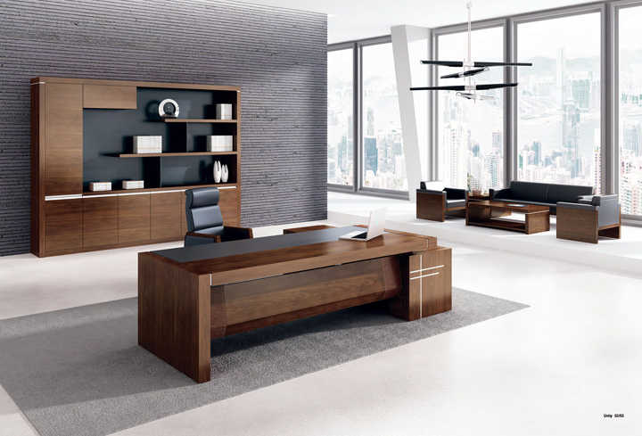 连云港小山纹胡桃木皮总裁用简约大班台