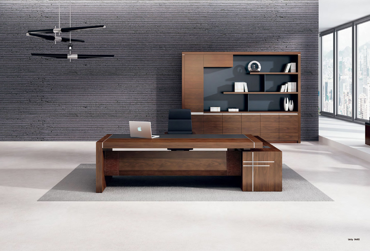 连云港小山纹胡桃木皮总裁用简约大班台